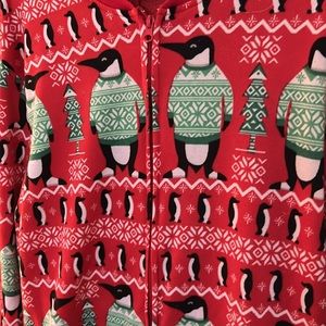 Christmas Penguin Adult Onesie (open foot)